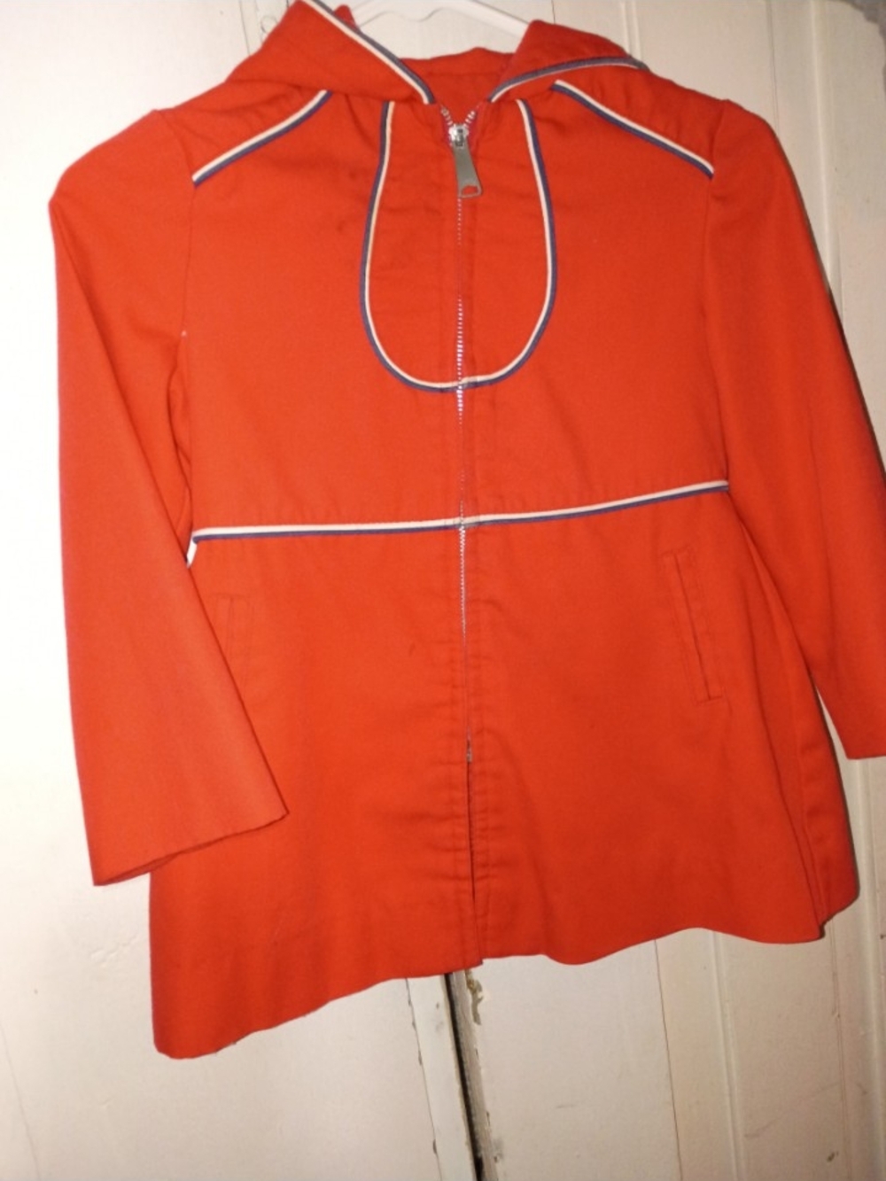 Girls Orange Hooded Coat with Contrast Trim